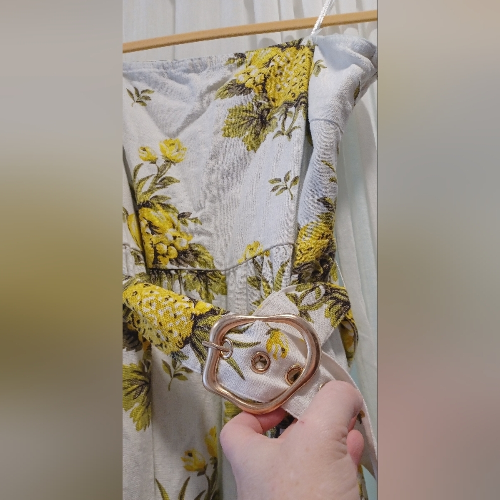 Tahari Linen Pineapple Print Strapless Dress - Picture 2 of 7
